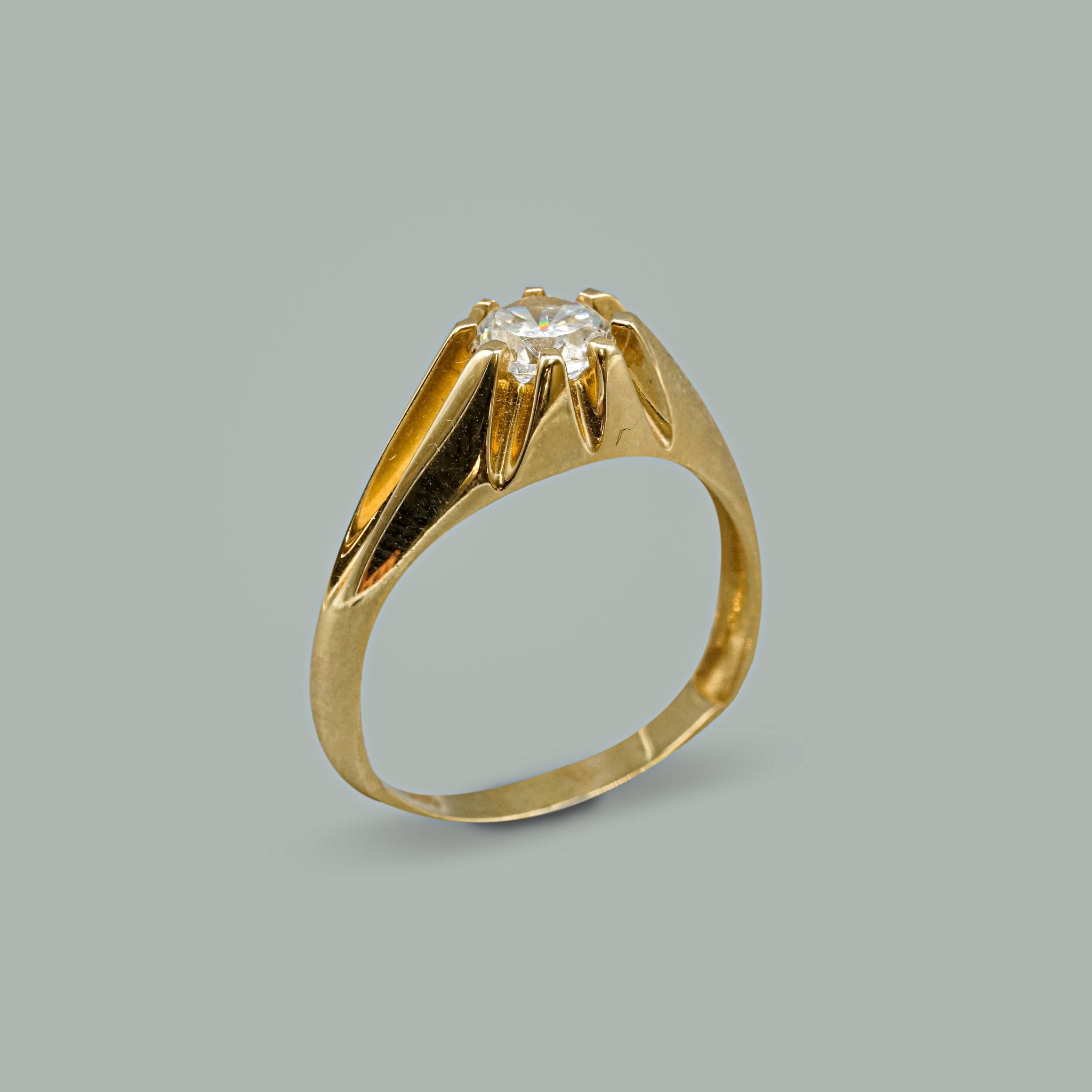 Herren Ring 14 Karat 585 Gelbgold mit Diamant Stein